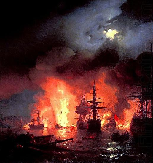 Ivan Aivazovsky Battle of cesme at Night china oil painting image